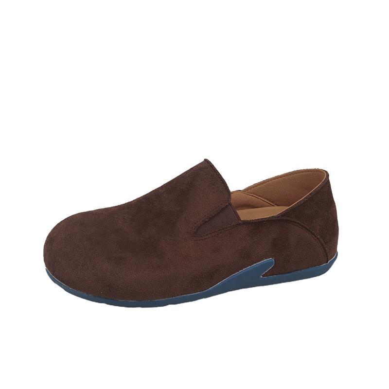 Мода Внутри Увеличенные 2025 Новые Весенне-Осенние Слипоны Женские Балетки Двойной Носки Мягкая Подошва Нескользящие Одинарные Туфли