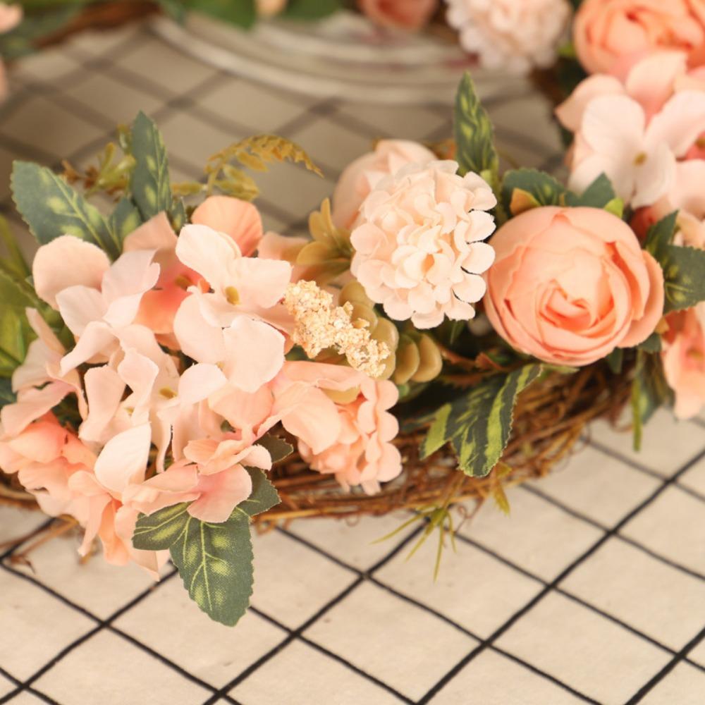 40 см Искусственный пион Венок из искусственных пионов Шелковый цветок Венок на дверь с зелеными листьями Весенний венок для входной двери Свадебный настенный домашний декор