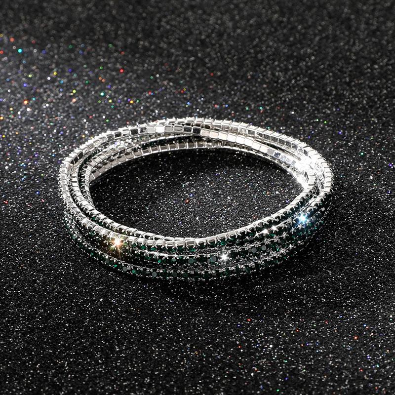 5Pcs/Lot Elastic Crystal Bracelets 2mm Charming Gold Color Crystal Rhinestones Metal Bangle Bracelet Jewelry DIY Gift