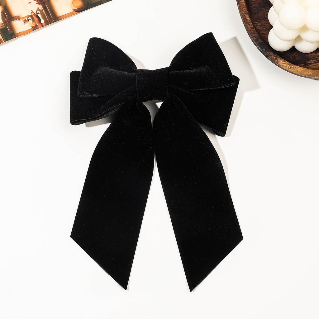 Bow Velvet Barrettes Women Black Red Ribbon Hair Clip Fashion Temperament Ponytail Hairpin Hair Clip Girls Hair Accessories