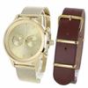 TRIWA Neville Chrono Watch, Unisex, Men's and Women's, Gold Mesh and Brown Leather, NEST104-2-ME021313-br, with Interchangeable Straps