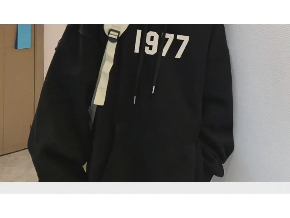 Мужская толстовка свободного покроя с капюшоном American Fashion 1977 года — весна/осень, плотный бархат, стиль для пар на улицах.