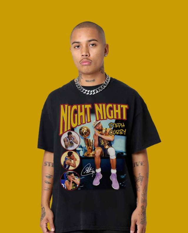 Футболка Стефена Карри, Винтажная футболка Stephen Curry Night Night, Баскетбольная футболка