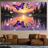 2D plane butterflies and lotus flowers at sunset suitable for festival celebrations made of polyester fiber material