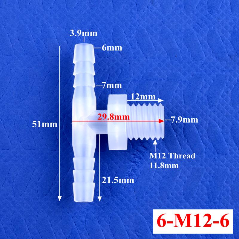 10Pcs/lot M6~M12 Male Thread Tee Connector 2~10mm 3-Ways Connectors Aquarium Tank Hose Pagoda Joints Air Pump Adapter Garden Water Pipe Joint