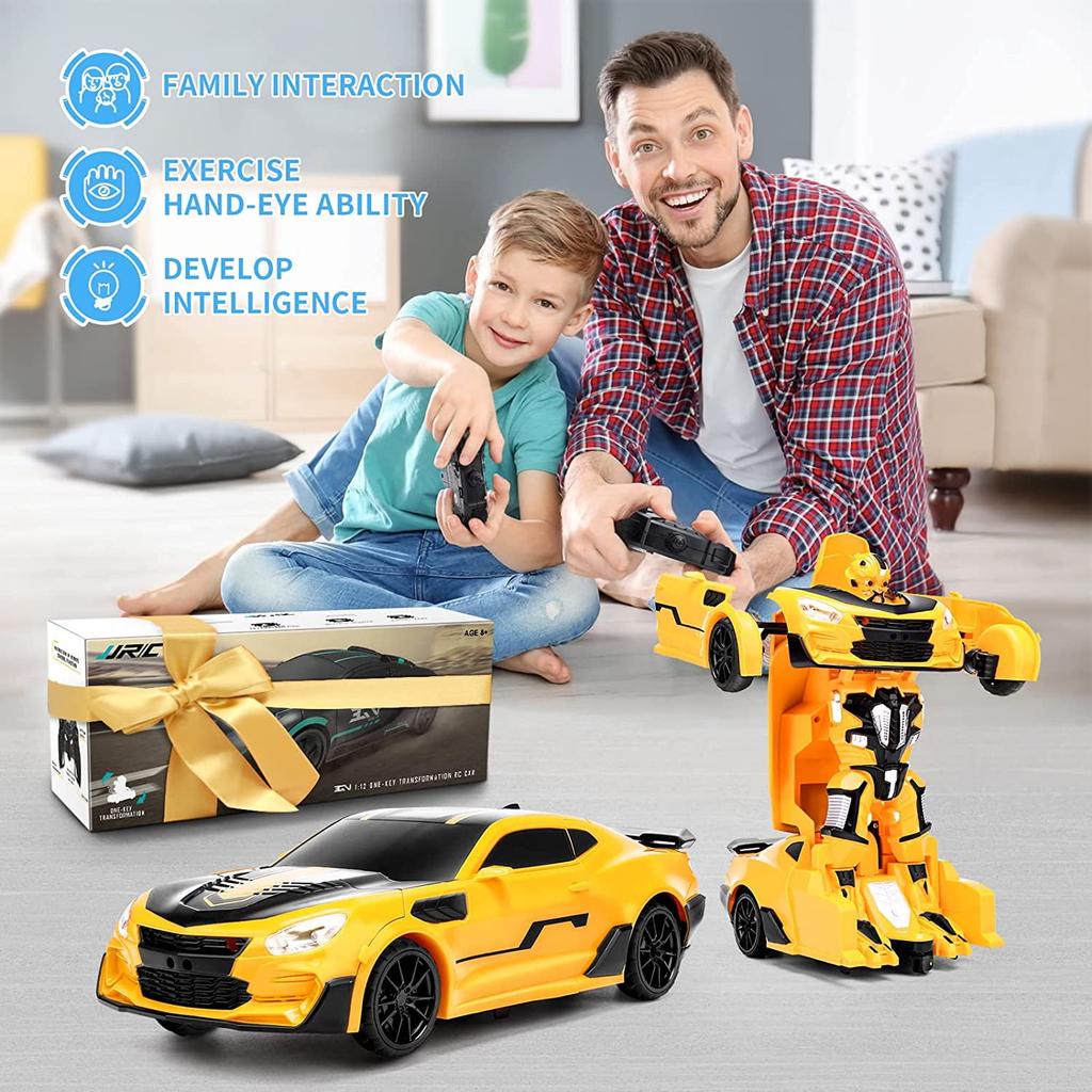 Remote Control Car Transform Toys,2.4G 1:12 Scale Transform Car Robot,One Button Transformation and 360 Rotation Drifting