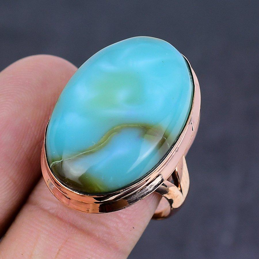 Кольцо из меди с драгоценным камнем Natural Republic Larimar, размер 8,5, k2i98