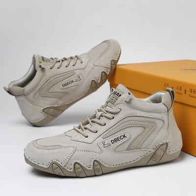 Высокие женские туфли больших размеров, верхний слой кожи, женские осенние и зимние ботильоны, спортивная повседневная обувь, универсальные кожаные ботинки