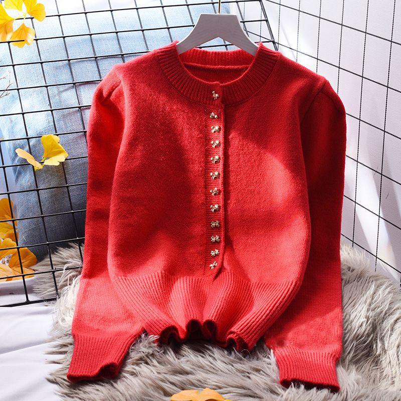 Свитер-кардиган, женская свободная верхняя одежда, весна с круглым вырезом и длинным рукавом, японская однотонная тонкая верхняя одежда, вязаный свитер, кардиган, женский топ