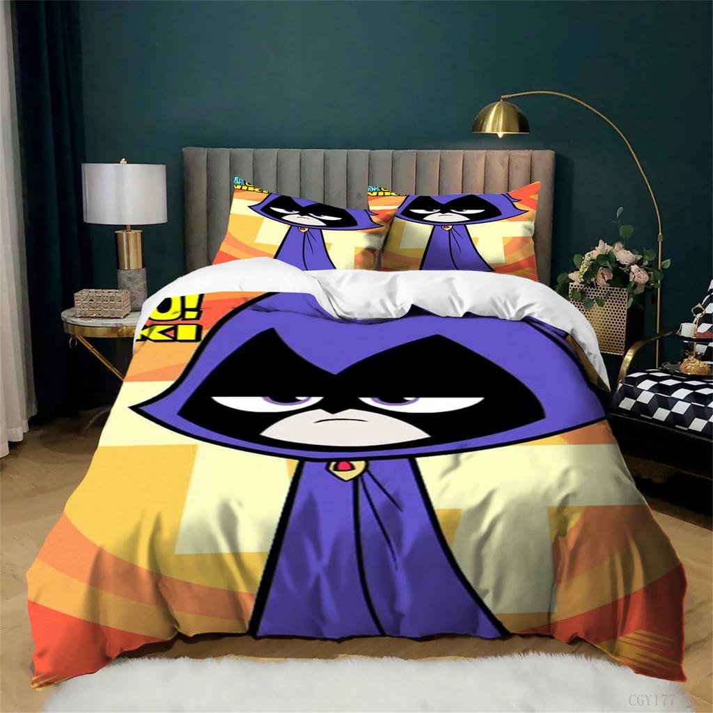 Teen Ti-tans Go Bedding Duvet Cover Set Ultra Soft Breathable Comforter Set Lightweight Bedding Set for All Season
