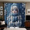 2 шт. HD Frozen Girl Декоративная занавеска Синяя галстук цифровая печатная занавеска Украшение дома Стиль Украшение гостиной спальни