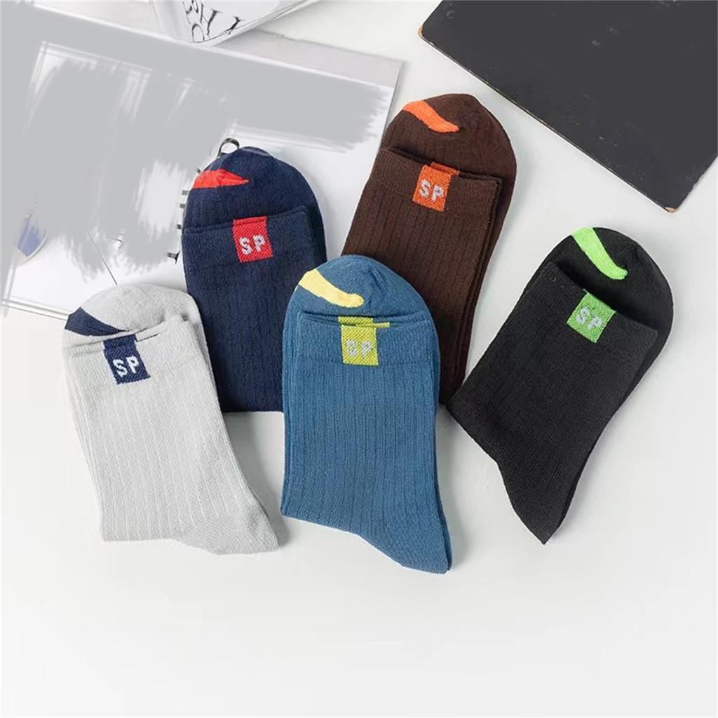 Women Colorful Bright Flower Socks In Tube Casual Cotton Socks 5pc