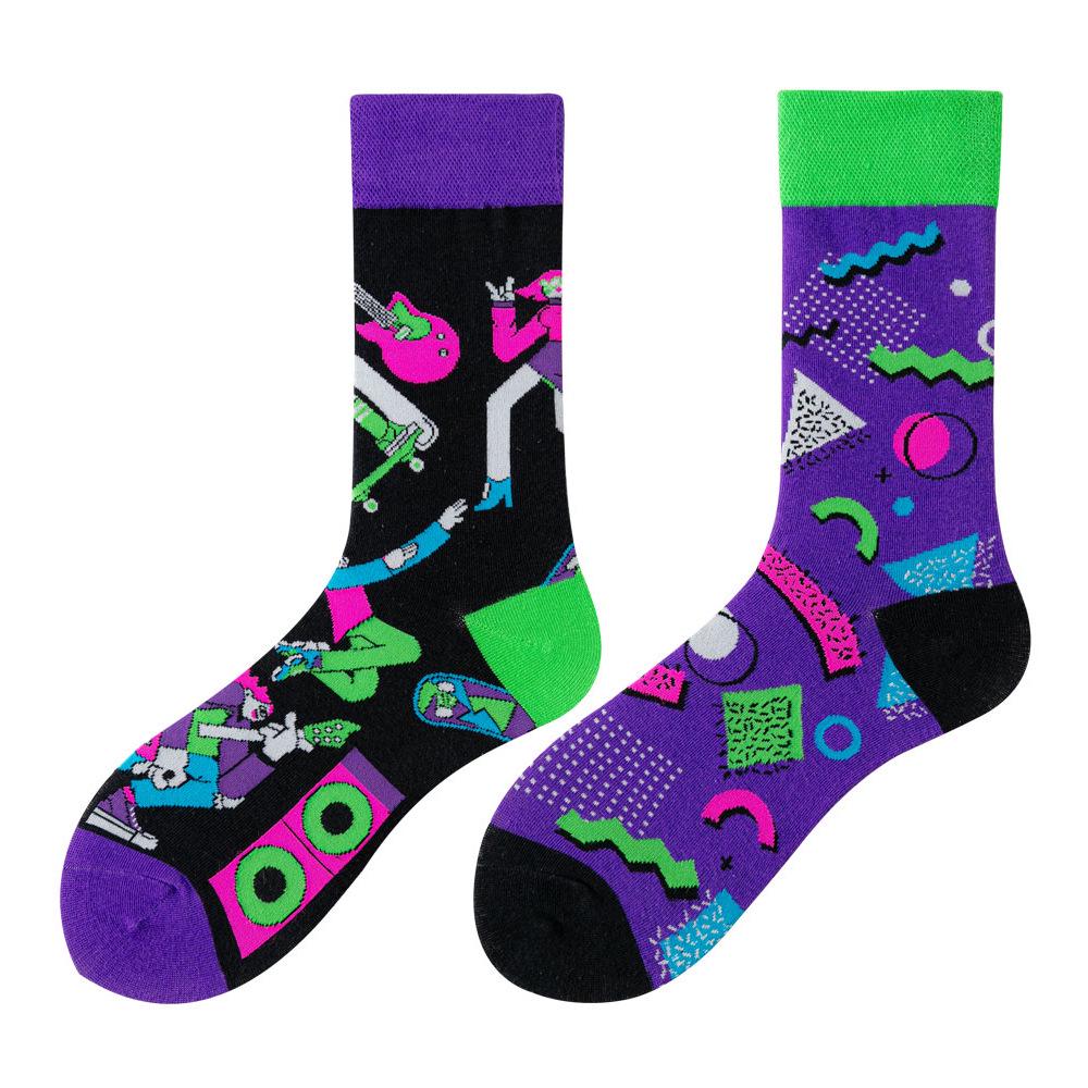 Asymmetric Colorful Christmas Cotton Socks for Couples