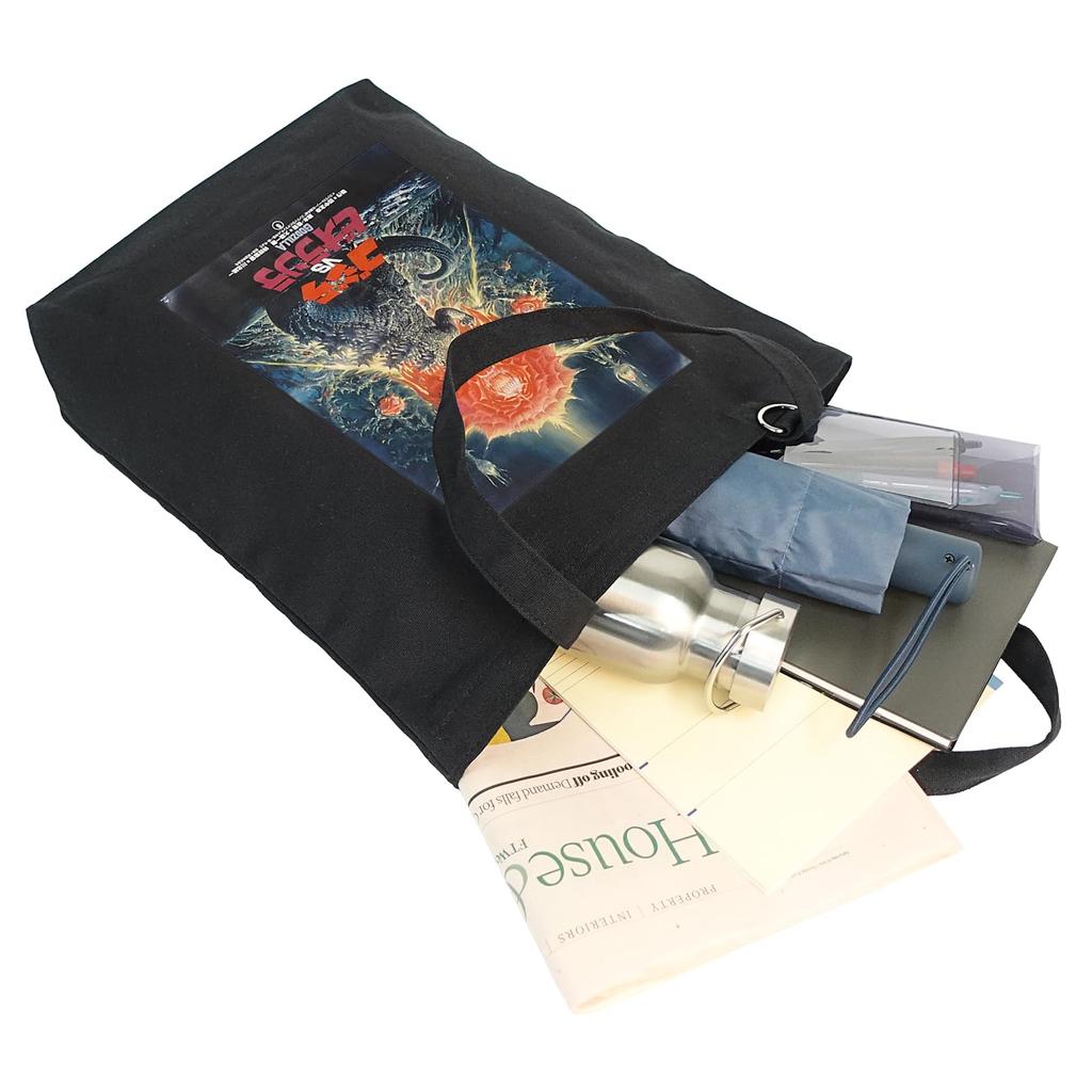 Fineplus Godzilla Tote Bag with Poster Design, Biollante, King Ghidorah, Destroyah, and Giant Monsters All-Out Attack Merchandise