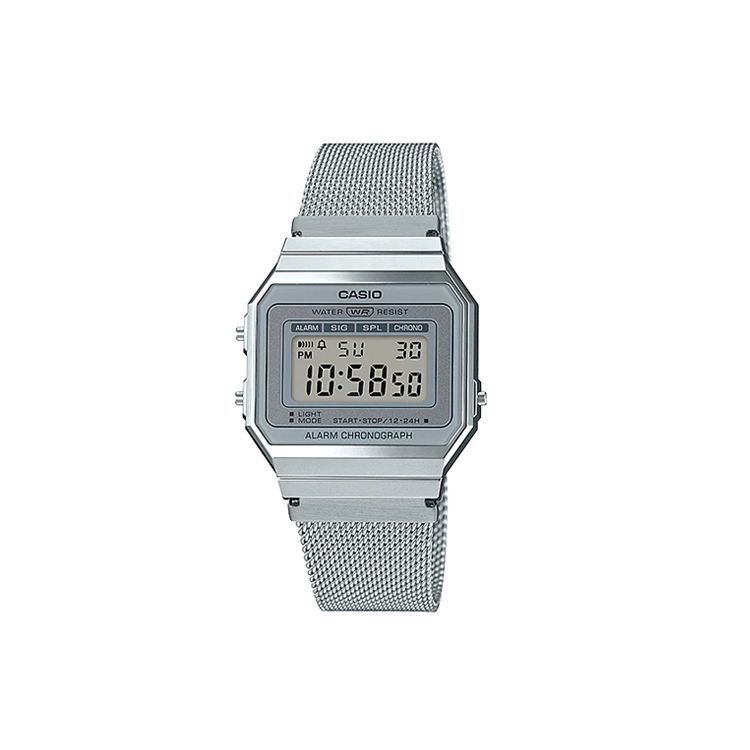 Casio Серия для молодежи Металлические Квадратные Ретро Модные Минималистичные Классические Квадратные Кварцевый Механизм Стальной Ремешок Унисекс Часы Белые A700WM-7A