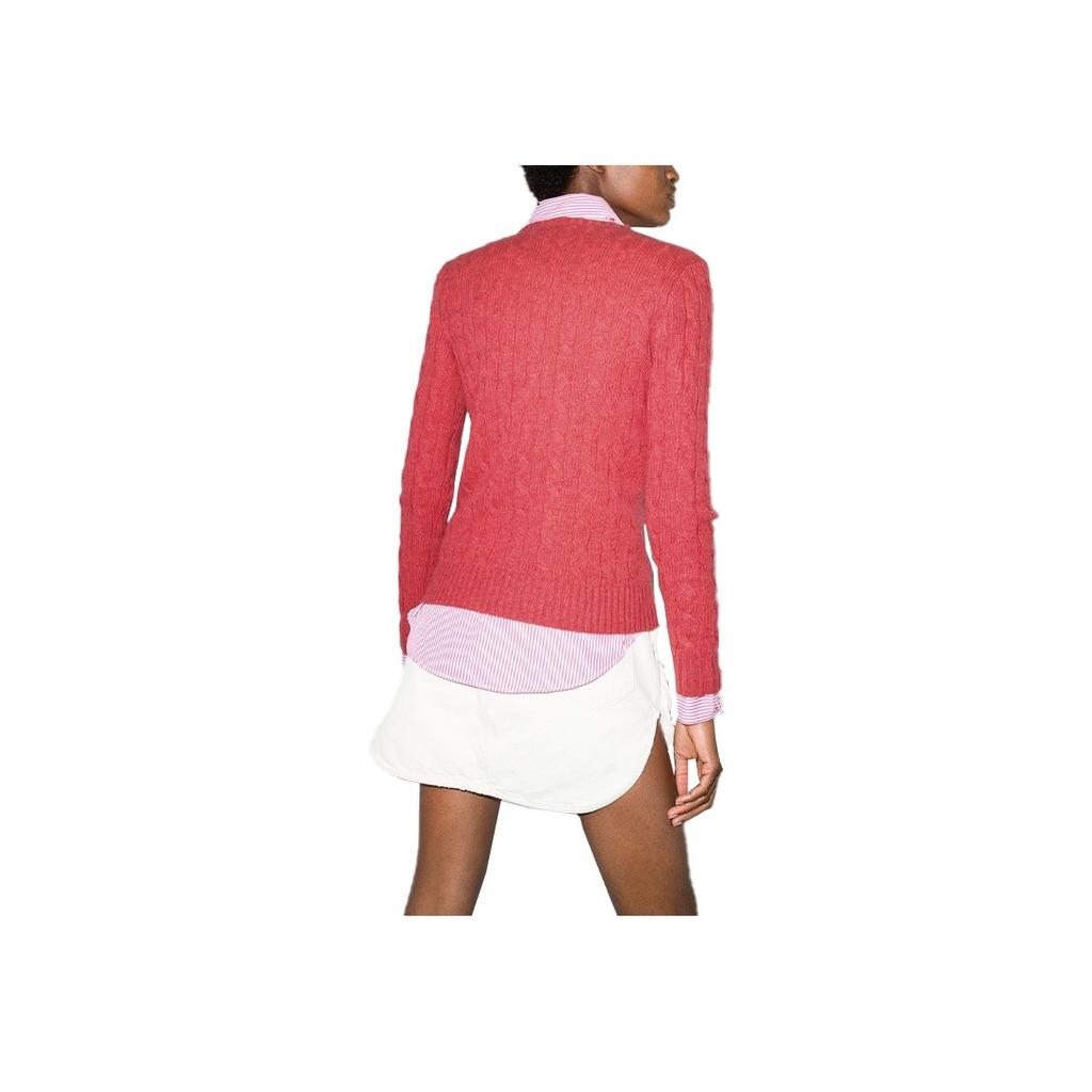 Polo Ralph Lauren FW21 Logo Solid Color Crew Neck Wool Sweater Women Sweater Red 211525764-051