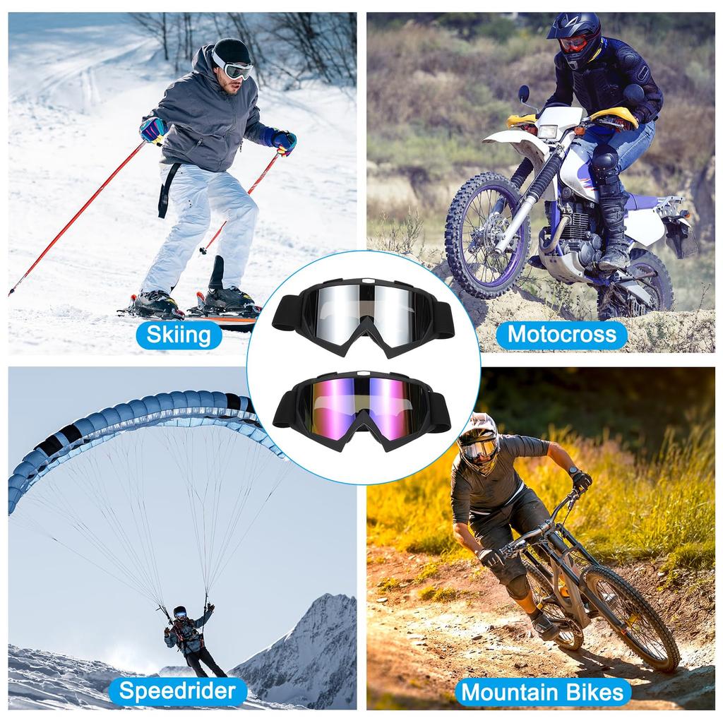 PATIKIL Мотокросс ATV Лыжный Гоночный Шлем Очки с Защитой от Ветра для и Черный с Линзами 2-х Компонентные Очки, Очки, Очки, Альпинизм,