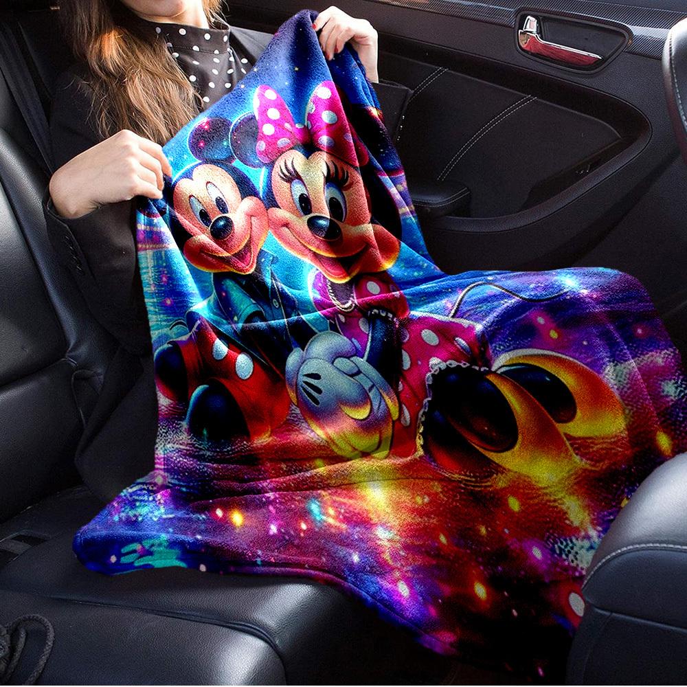 1pc Flannel Minnie Mouse and Mickey Mouse Bedding Throw Blanket Sofa Cover Gift Home Decor - Perfect for Sofa, Bed or Any Furniture -