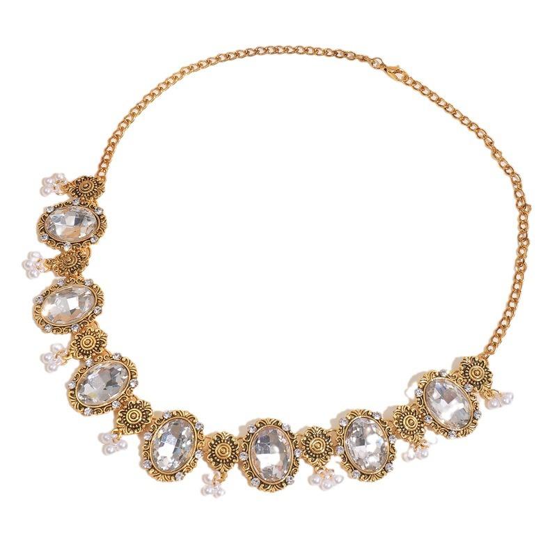 Винтажная ниша, мода, подвеска со стразами в виде капли воды, ожерелье, серьги, серьги-гвоздики, костюм для женщин