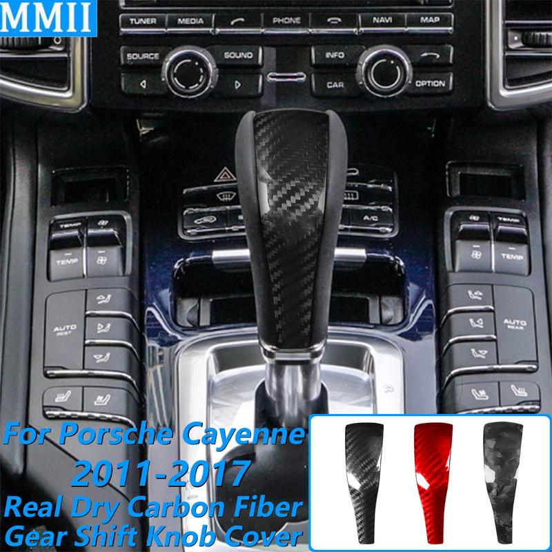 For Porsche Cayenne 958 92A 2011-2017 Real Dry Carbon Fiber Gear Shift Knob Panel Cover Decoration Car Accessories Modification