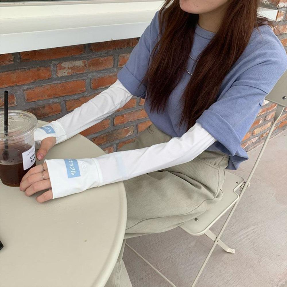 Ice Silk Arm Sleeves Thin Long Gloves New Half Finger Sleeves  Female Male