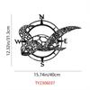 Black Metal Sea Turtle Compass Wall Sign Ideal Beach Home Decor for Kitchen, Garden; Great Housewarming Gift