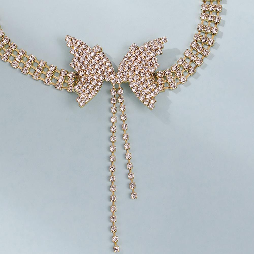 Tooxika Темпераментное короткое колье-чокер с бантом из бриллиантов, модный тренд, милое нишевое колье, женское