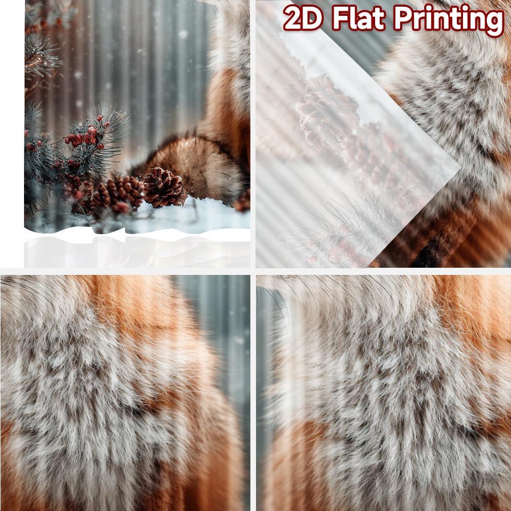 2pcs, 2D FLAT PRINTING Curtains (Without Rod) Winter Fox Scene Popular Curtains&Drapes Festival Durable Polyester Fabric
