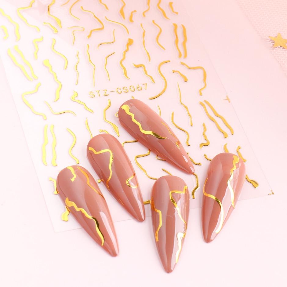 3D Metallic Golden Line Nail Stickers Striping Tape Nail Design Decor Art Decals DIY Manicure Decor