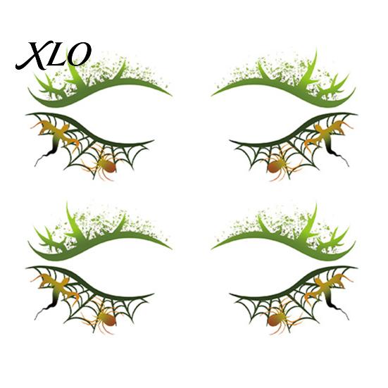 Removable Face Tattoo Stickers 2 Pairs Halloween Eye Stickers, Waterproof Temporary Decals with Water Transfer Skin Pumpkin Bat Spider Web, Easy Apply