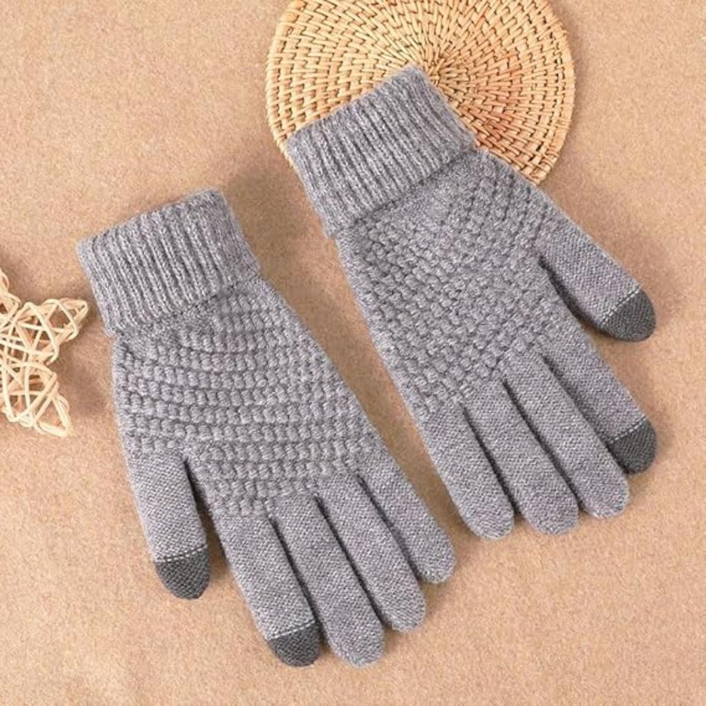 Теплые перчатки для женщин и мужчин. Вязаные варежки с флисовой подкладкой.