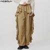 Мужские брюки с эластичной талией, однотонные, нерегулярные, длинные брюки с оборками