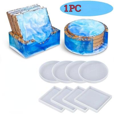 1 шт., силиконовая круглая квадратная подставка для подставок, сделай сам, форма для подставки из эпоксидной смолы, форма для подставки из смолы, ручная работа, хрустальные подставки, литейные формы