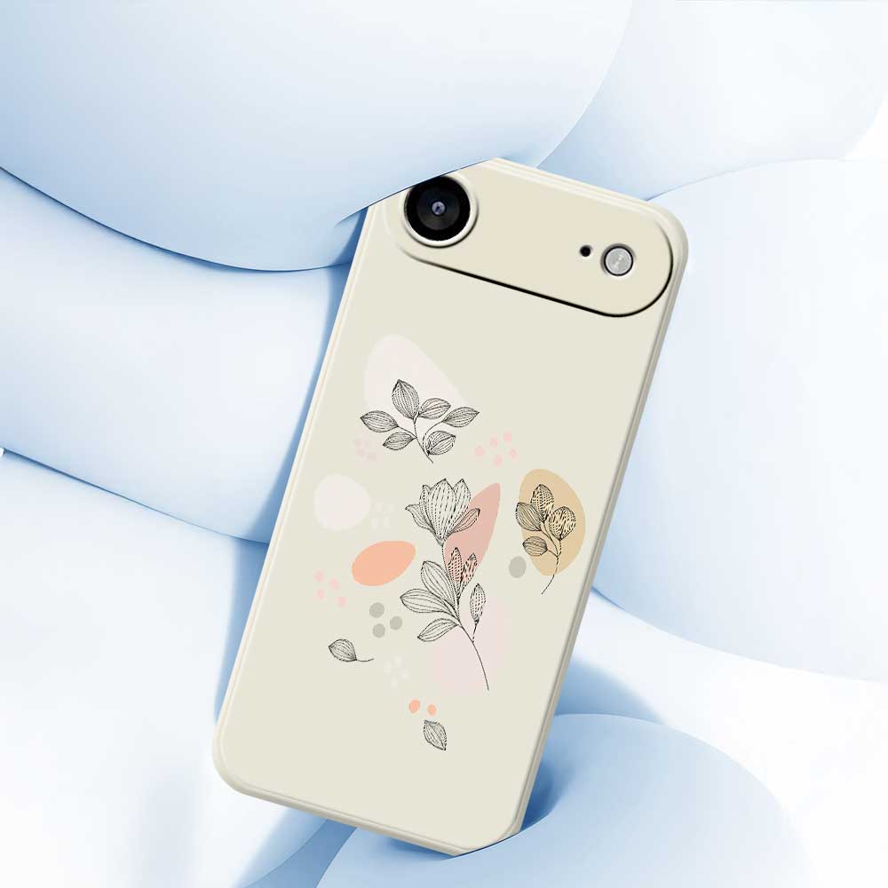 For iPhone 17 Air Case Sketch Leaves Pattern Printing Straight Edge TPU Phone Back Cover
