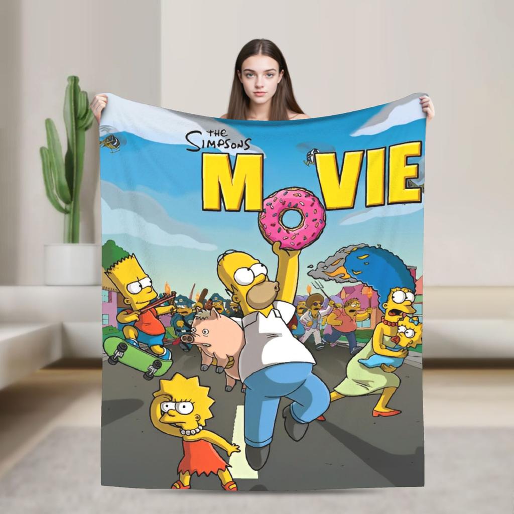 The Simpsons Cartoon Blanket Warm Novelty Plush Throw Blanket For Outdoor Decorative Flannel Bedspread Bed Cover