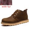Fashion Cow Leather Men Ankle Boots Lace Up Handmade Plush Warm Winter Boots Custom Casual Boots Rubber Winter Shoes Men Cotton Shoes