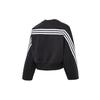 Adidas Striped Loose Fit Crew Neck Long Sleeve Sweatshirt Women Tops Black IB8494