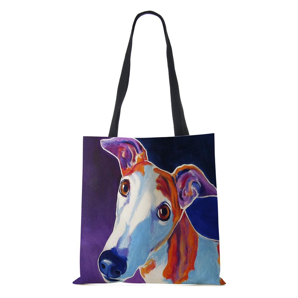 Женская сумка Холщовые сумки с принтом собаки Повседневные дорожные пляжные подарочные сумки KTY