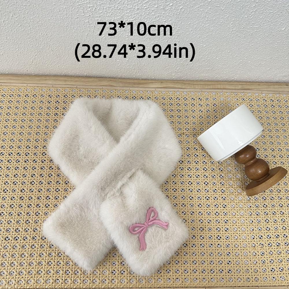 Fashion Solid Color Bowknot Scarf Korean Style Warm Kids Plush Scarf Windproof Casual Anti-Cold Neckerchief Girls