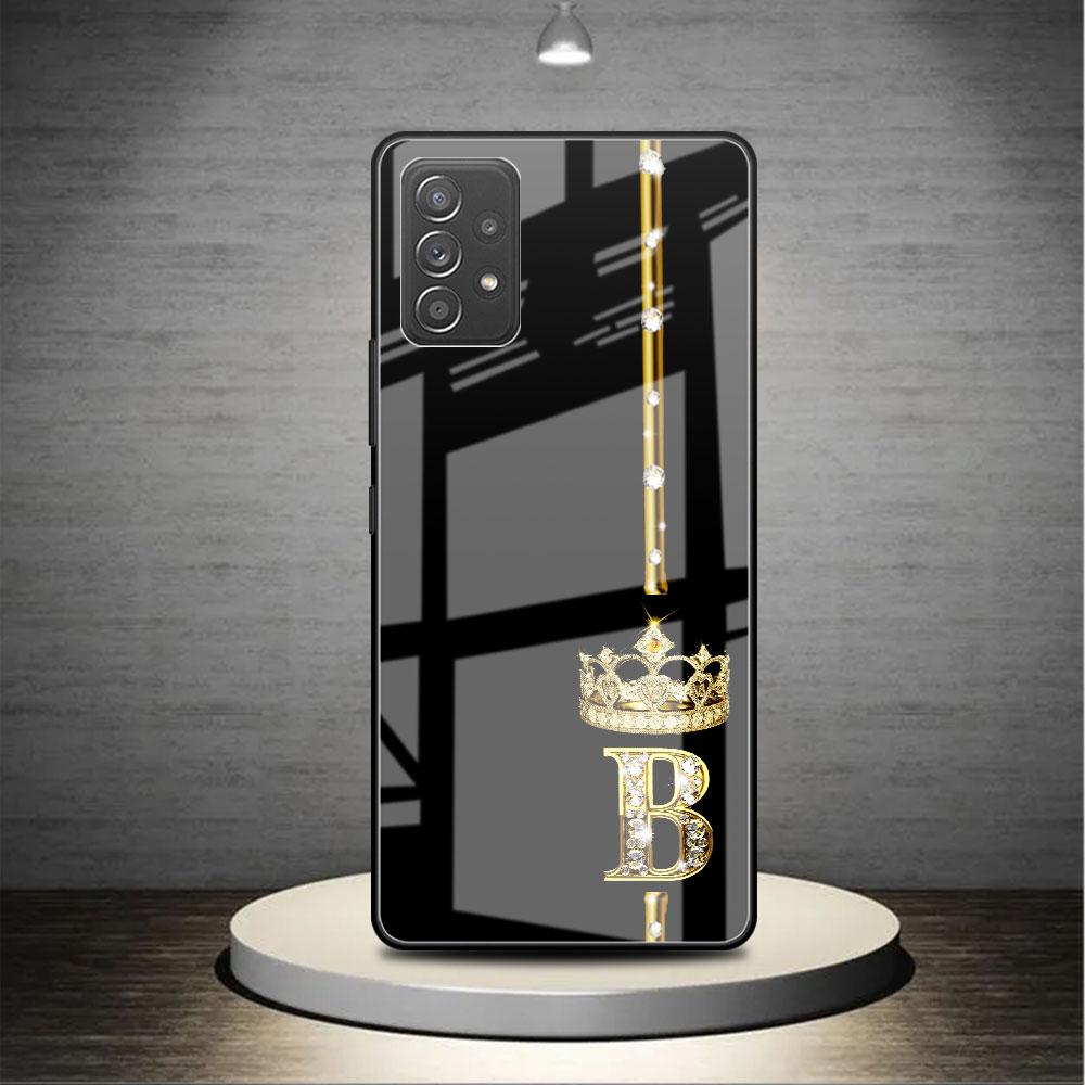 Стеклянный чехол из розового золота с 26 буквами ABC для Samsung Galaxy A52 A71 A50 A51 A70 A21s A31 A72 A10 A12 A30 A22 5G, чехол для телефона