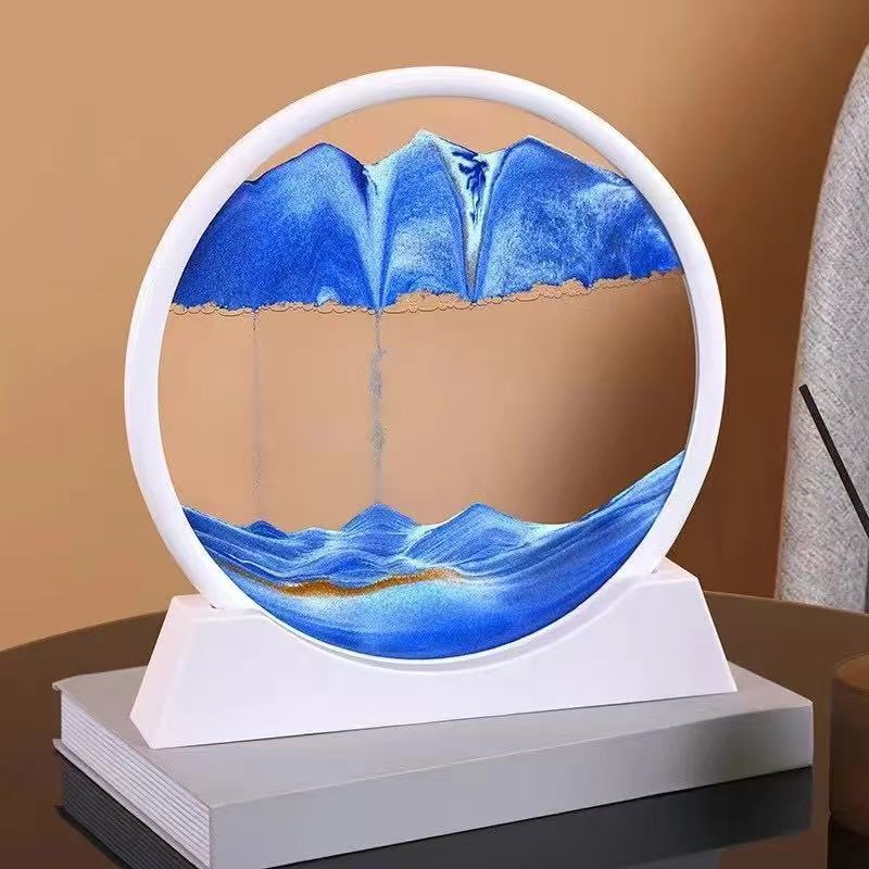 3D Песочные часы Зыбучий песок Движущийся песок Картина Круглое стекло Глубоководный пезаж Ремесло Текущая живопись Домашний офис Рабочий декор