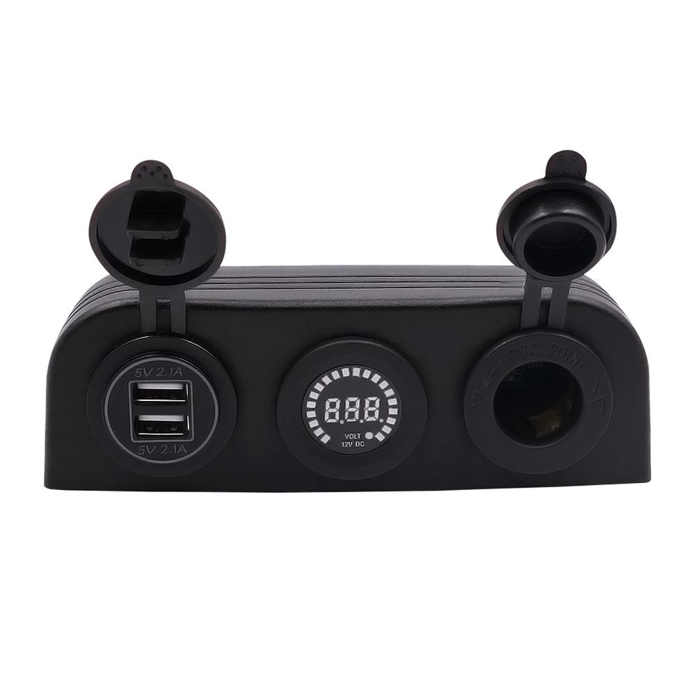База для палатки с 3 отверстиями, 4,2 А, двойное зарядное устройство USB, 12 В постоянного тока, вольтметр, светодиодная розетка для автомобиля, мотоцикла, лодки, квадроцикла