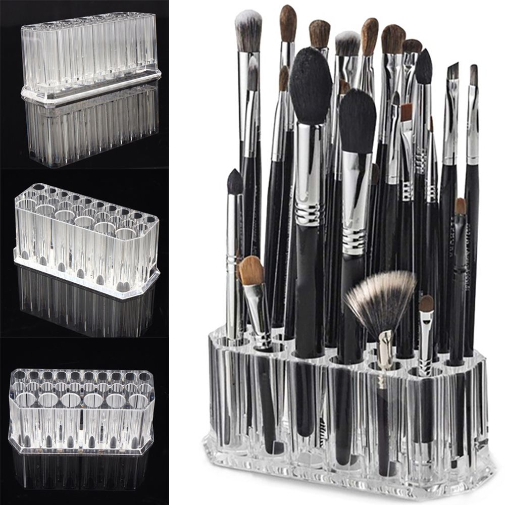 Shelf 26 Holes Acrylic Simple Storage Box Makeup Brush Holder Cosmetic Organizer Display Stand