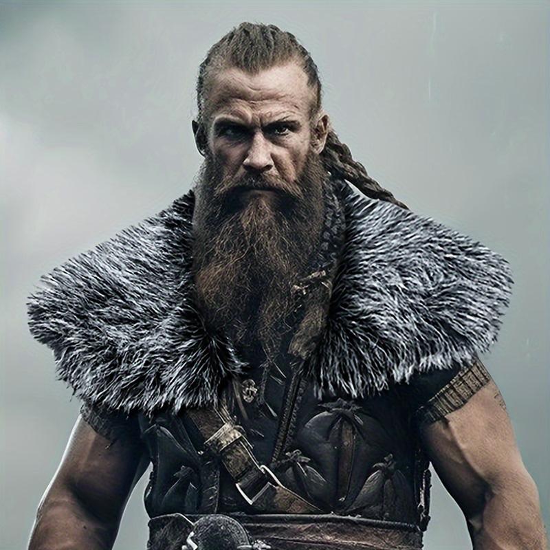 Меховой воротник Зимняя одежда Плащ короля-воина Меховая шаль викинга
