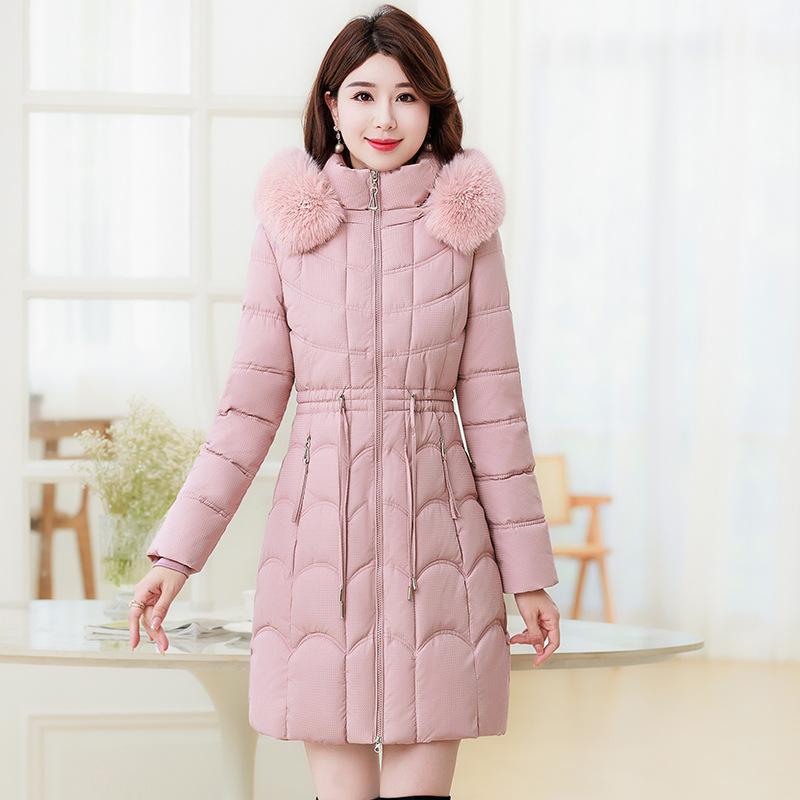 Women Lace Up Hooded Parkas Women Fur Cotton Autumn Winter Thick Maxi Quilted Coats Pockets Jackets Warm Outwear
