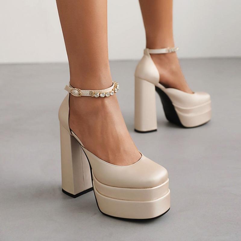 Женские пикантные женские босоножки на высоком каблуке с пряжкой и квадратным носком на платформе
