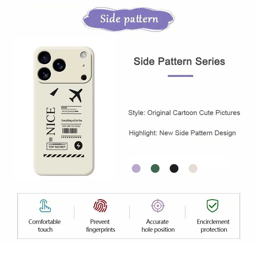 For iPhone 17 Pro Case Boarding Ticket Pattern Printing Straight Edge TPU Phone Back Cover