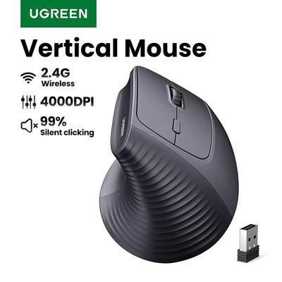 Ugreen Эргономичная мышь Беспроводная Bluetooth Вертикальная мышь Вертикальный хват Стереоскопическая мышь Свет Звук Офисная мышь