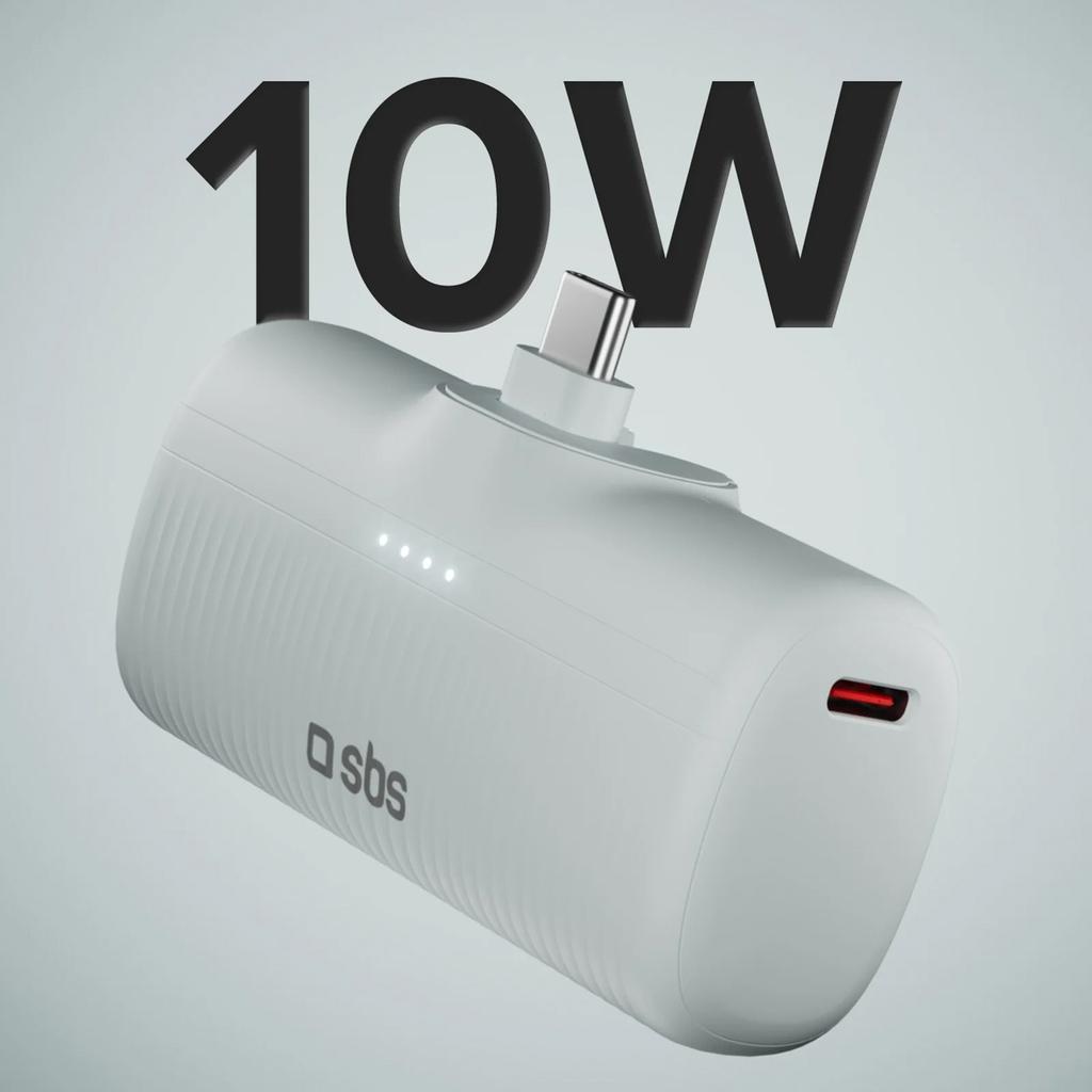 Пауэрбанк EcoPower 5000 мАч 10 Вт со встроенным портом USB-C - серый