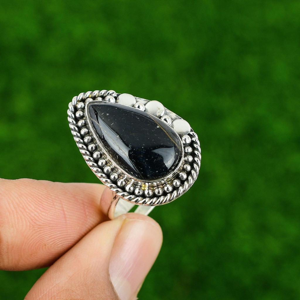 Серебряное кольцо 925 пробы с черным камнем Тигровый глаз, обручальное, кольцо для сакральной чакры, бохо